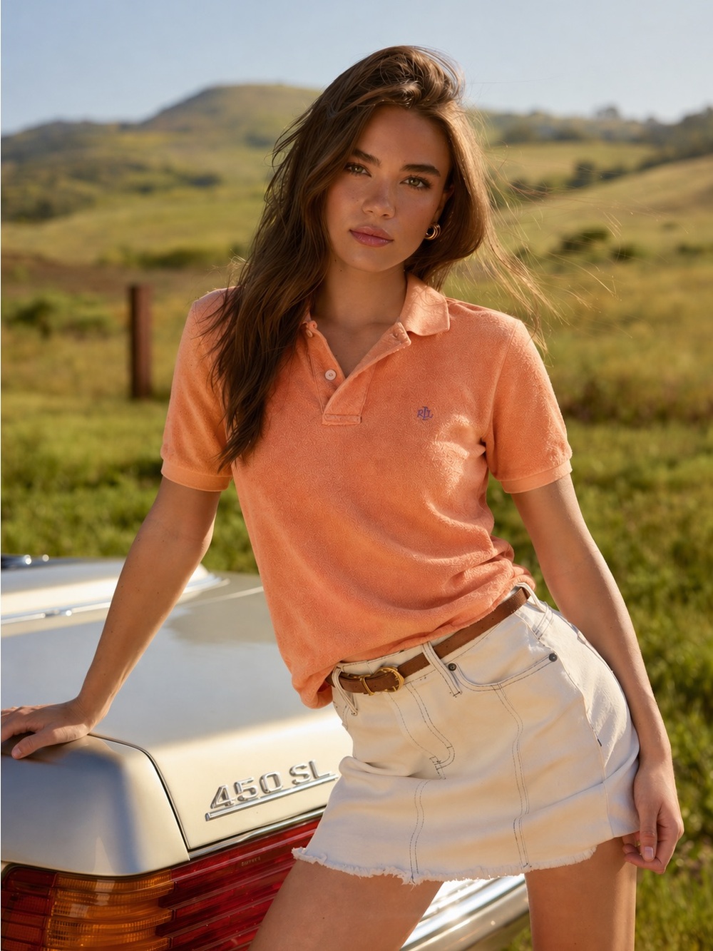Lauren Ralph Lauren Y2K Vintage Peach Orange Polo Terry Shirt